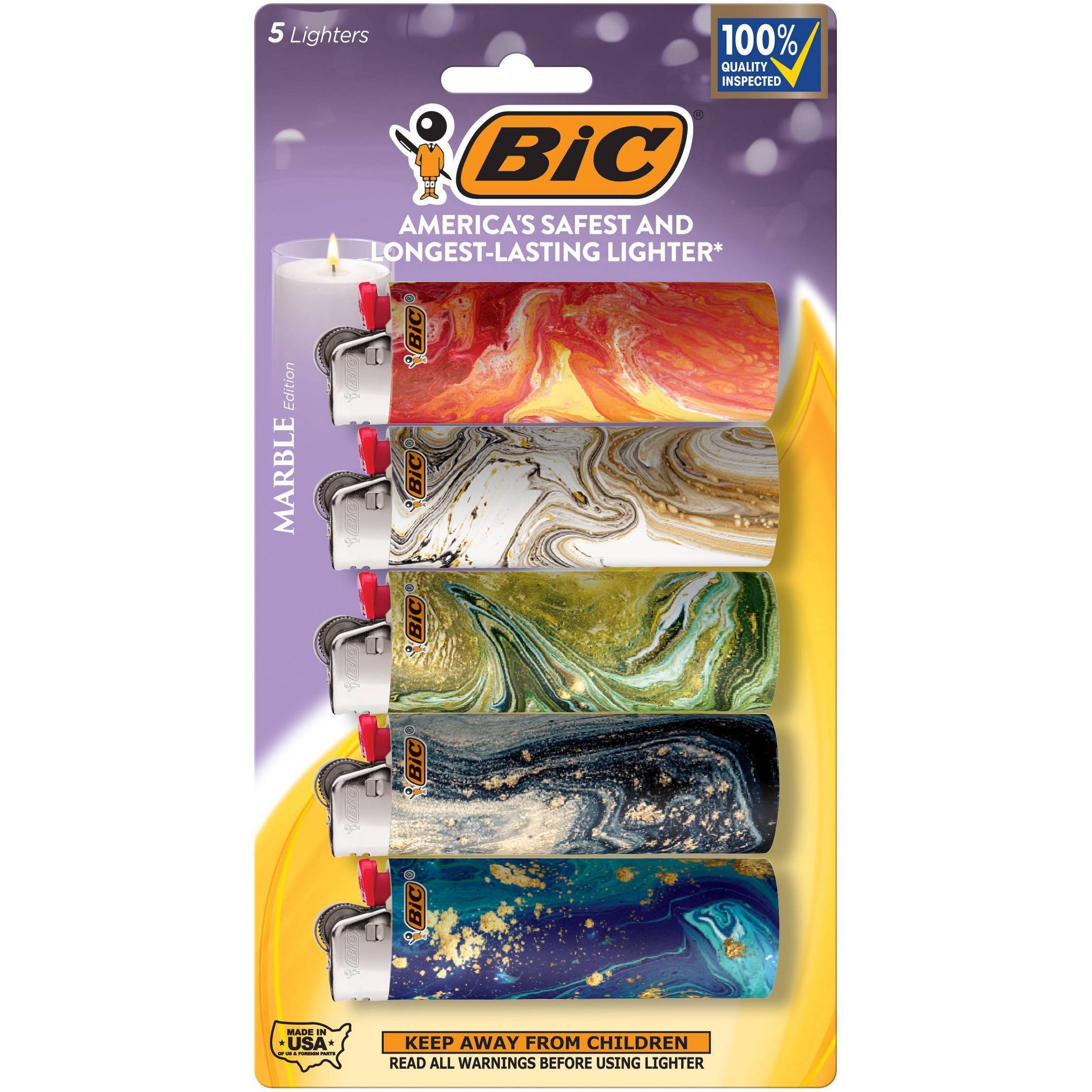 BiC Special Edition Marble Pocket Lighter - 5ct