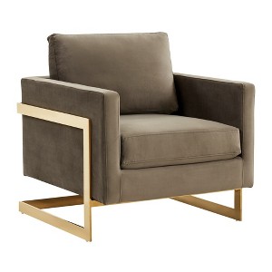 LeisureMod Lincoln Accent Arm Chair Upholstered in Velvet with Gold Frame - 1 of 4