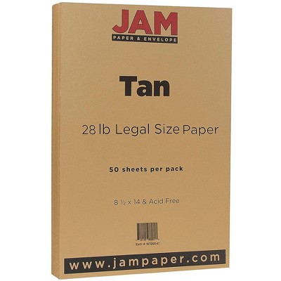 JAM Paper Legal Matte 28lb Paper 8.5 x 14 Tan Brown 50 Sheets/Pack (16729541)