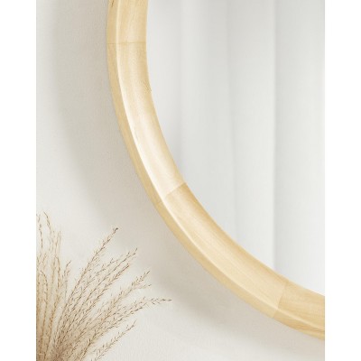 Hatherleigh 30" Natural Wood Round Bathroom Vanity Mirror
