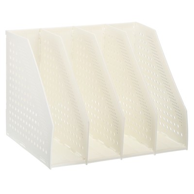 Unique Bargains Plastic Collapsible Retractable Office File Holder 4 Compartments