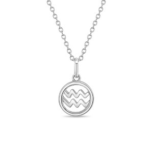 Girls' Zodiac Medal Sterling Silver Necklace - In Season Jewelry - 1 of 3