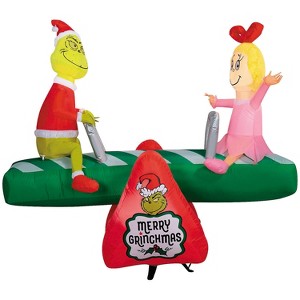 5 Ft. 4" Airblown® Inflatable Dr. Seuss™ How the Grinch Stole Christmas Grinch & Cindy Teeter Totter Outdoor Decoration - 1 of 2