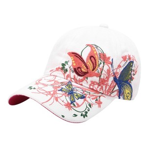 Anna-Kaci Women's Embroidered Butterfly Baseball Cap with Floral Sequin Accents and Curved Brim for Artistic Casual Style - 1 of 3