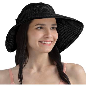 KPWIN Sun Hats for Women, Women's Ponytail Bucket Hat Outdoor UV Protection  Foldable Mesh Wide Brim Beach Fishing Hat (Black) at  Women's  Clothing store
