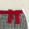 Hope & Henry Girls' Organic Long Sleeve Skater Sweater Dress with Bow, Ivory and Black Houndstooth, 18-24 Months - 2 of 4