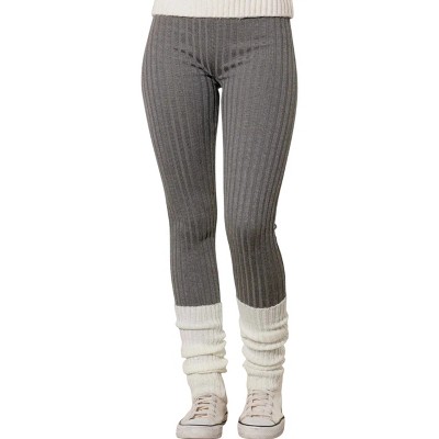 Slickblue Women's Ribbed Cozy Sweater Leggings, High Waist, Soft Fit, Activewear, Size S-L, Heather Grey