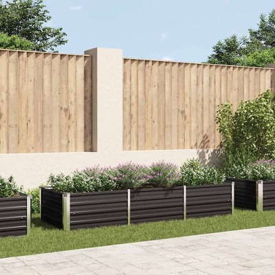 vidaXL Garden Raised Bed Anthracite 94.5"x31.5"x17.7" Galvanized Steel