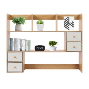 YIYIBYUS Sturdy Wood Desk Bookshelf Organizer, Office Storage Holder, Desktop Organizer, Collage Dorm - 1 of 4
