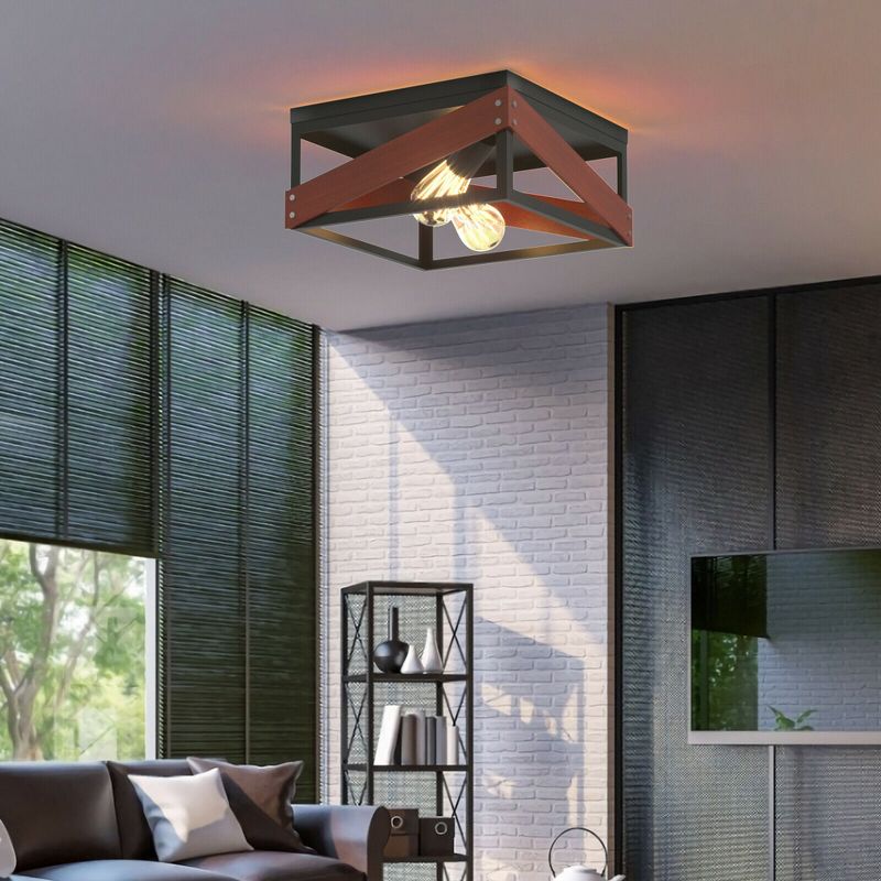 Costway Adjustable Ceiling Lamp Geometric Lights Rustic Flush Mount Hallway Living Room, 2 of 10