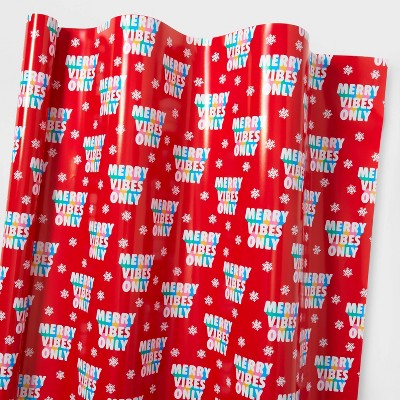 55 sq ft Merry Vibes Only Gift Wrap Red - Wondershop™