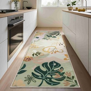 Hallway Runner Rug Washable Non Slip Soft Art Floral Kitchen Rug with Rubber Backing  Floor Carpet Runner  Entryway Laundry Bedroom Indoor 2'x 6' Feet - 1 of 4