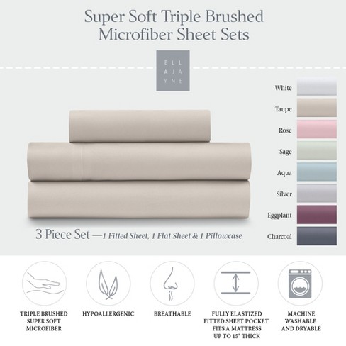 Ella Jayne Super Soft Triple Brushed Microfiber Sheet Set, 3-pc, Twin ...