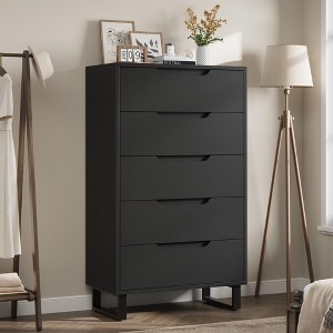 5 Dresser for Bedroom, 50" Tall Dresser, Freestanding Vertical Drawer with Storage, Wooden Closet Chest Storage - 1 of 4