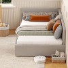 Twin daybed with headboard, Corner Bed Frame with Bed Rails, Velvet Upholstered Sofa Bed with Guardrail for Bedroom, Guest Room - 2 of 4