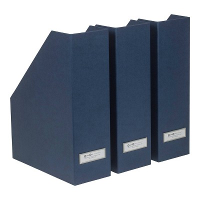 Set of 3 Viktoria Magazine File Navy - Bigso Box of Sweden