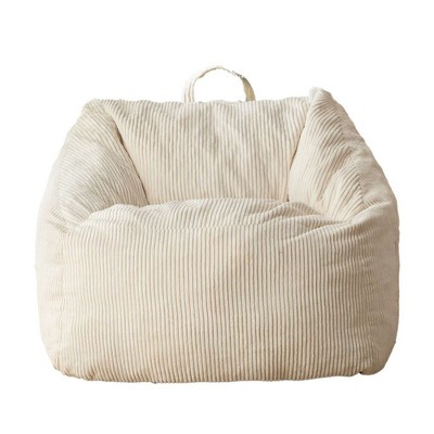 MAXYOYO Bean Bag Chair, Floor Sofa with Handle, Teens Living Room Accent Sofa Chair with Pocket for Gaming Reading Relaxing, Beige