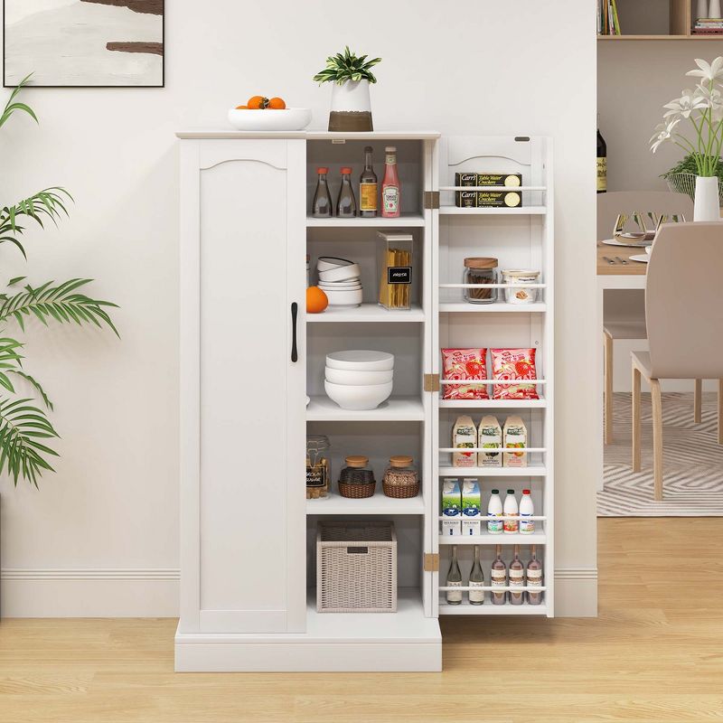 Costway 47.5" kitchen Pantry Cabinet with Doors Adjustable Shelves Anti-toppling Devices, 4 of 11