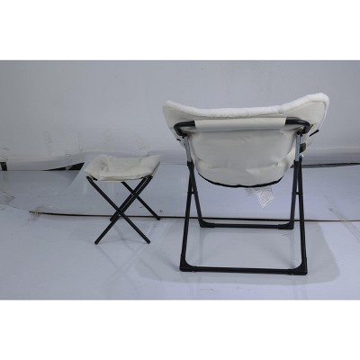 Jojoka Comfy Saucer Chair, Foldable Living Room Chairs, Faur Fur Soft Lounge for Bedroom, Dorm, Metal Frame Reading Chairs for Adults, Kids