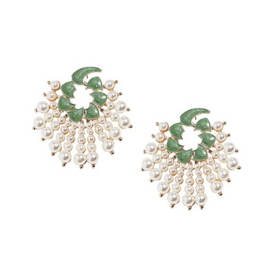 SOHI Women's Circular Pearl Drop Earrings
