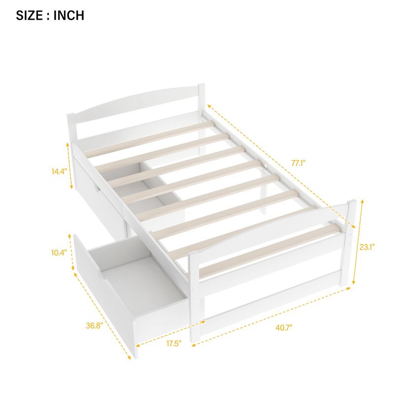 Twin Size Platform Bed with Two Drawers - ModernLuxe, 4 of 12
