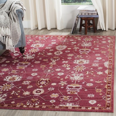 Fuchsia and Multicolor Synthetic Abstract Area Rug, 3' x 5'