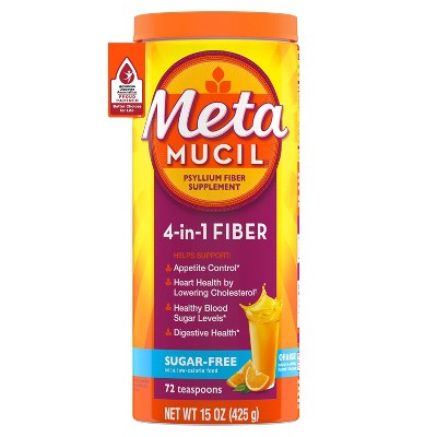 Metamucil Psyllium Fiber Supplement Sugar Free Powder - Orange Smooth - 15oz