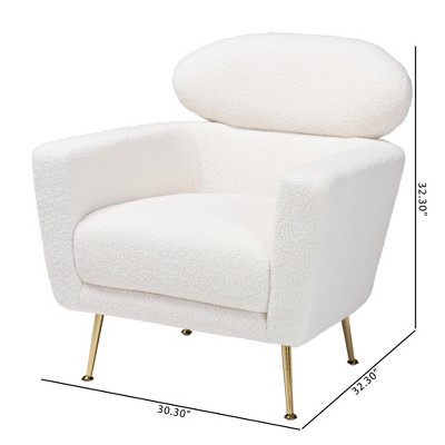 Beige Leather-Wood Contemporary Accent Chair with Angled Metal Legs
