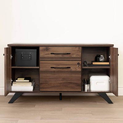 Natural Walnut 47.75'' Wide Filing Credenza with Locking Drawer