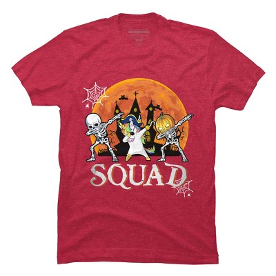 Men's Design By Humans Halloween Squad Skeleton Unicorn Dabbing By dodorindesign T-Shirt