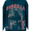 Godzilla Vintage Art Crew Neck Long Sleeve Dark Cyan Mineral Wash Adult Sweatshirt - 3 of 3