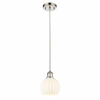 White Venetian - 1 Light Cord Hung Mini Pendant In Modern Style-8 Inches Tall and 6 Inches Wide