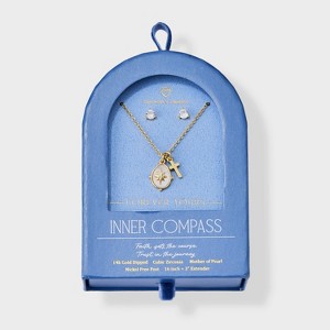 Beloved + Inspired 14K Gold Dipped Necklace and Earring Set 2pc - 1 of 4