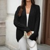 Women's Long Sleeve Open Front Loose Fit Casual Curved Hem Lightweight Knit Cardigan Sweater - 3 of 4