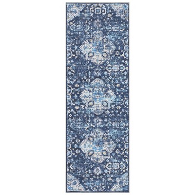 Vintage Distressed Floral Medallion Area Rug for Living Room, Washable Non Slip Retro Accent Throw Carpet for Bedroom
