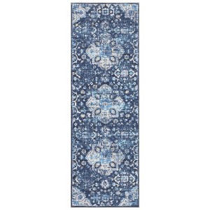 Vintage Distressed Floral Medallion Area Rug for Living Room, Washable Non Slip Retro Accent Throw Carpet for Bedroom - 1 of 4