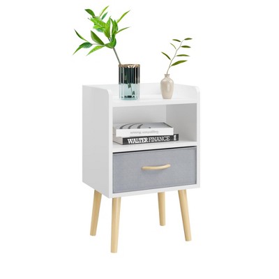 Tiramisubest Nightstand Drawer 2 Tier Storage Wood Side Table Compact Bedside Table with Storage Kids Bedroom