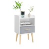 Gulches 2-Tier Storage Nightstand with Collapsible Fabric Drawer, Wood Side Table for Kids Adults Bedroom (White) - 3 of 4