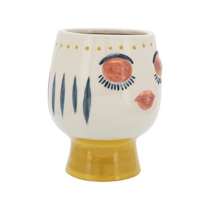 Sagebrook Home 6" Ceramic Face Planter - Contemporary Ivory Multi-Colored Planter with Artsy Face Design - Decorative Planter or Indoor or Outdoor - 1 of 4