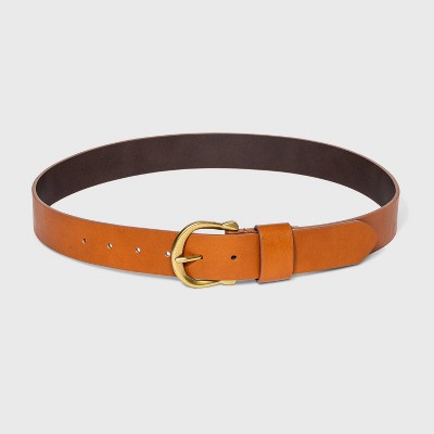 Women's Solid Horseshoe Belt - Universal Thread™ Cognac L