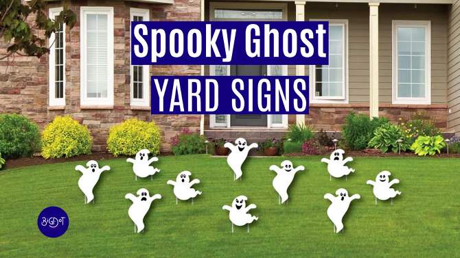 Big Dot of Happiness Spooky Ghost - Ghost Shape Lawn Decoration Signs - Outdoor Halloween Yard Decorations - 10 Piece, 2 of 10, play video