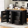 Whisen Kitchen Island with Extendable Dining Table, Storage Cart with 3 Drawers, Power Outlet, Spice Rack and 2 Door Cabinet - 2 of 4