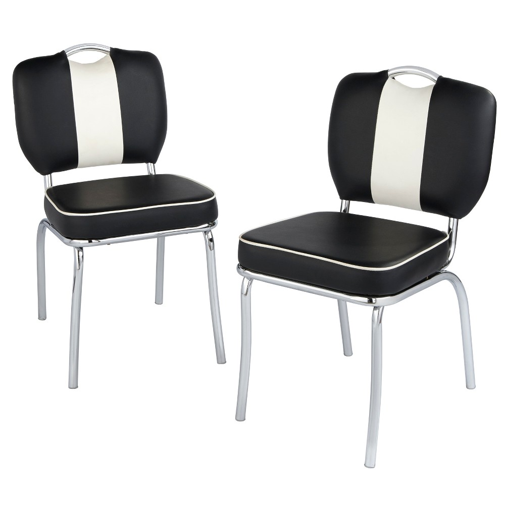 Photos - Dining Table Set of 2 Raleigh Retro Dining Chairs White/Black - Buylateral