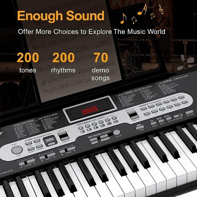 61-Key Electronic Keyboard Piano – Beginner Piano with Microphone, Holder & Note Stickers – Ideal for Home & Practice