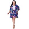 Agnes Orinda Women's Plus Size 2 Piece Tropical Print Cardigan Summer Floral Tops and Shorts Sets - 3 of 4