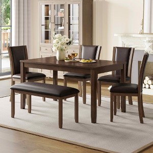 MAYEERTY Set of 4 Wooden Dining Chairs, Padded Upholstered Seat, Dining Room Living Room Kitchen, Grey - 1 of 4