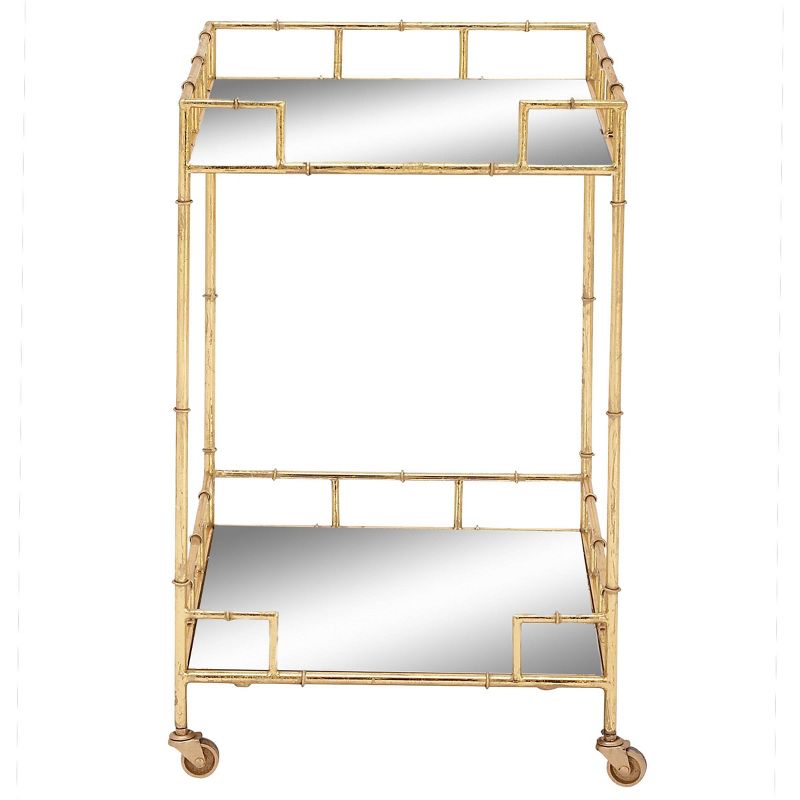 Contemporary Square Bar Cart with 2 Mirrored Trays Gold - Olivia &#38; May, 1 of 5