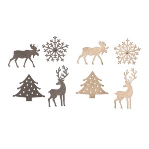 Storied Home 8-Piece Metal Holiday Magnets Set, Gold and Silver Finish, - 1 of 1