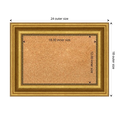 Parlor Gold Framed Natural Cork Bulletin Board 24x18