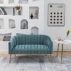SEYNAR Modern Glam Comfy 50" Metal Legs Curved Sofa 2 Seaters Loveseat with Tufted Back - 2 of 4